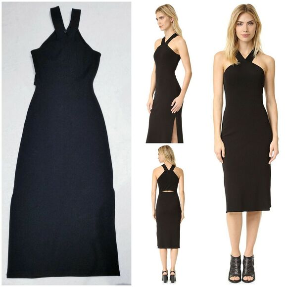 RAG & BONE comfy "stretch" cut-out lbd little black intermix midi dress  us-6 - Picture 3 of 9